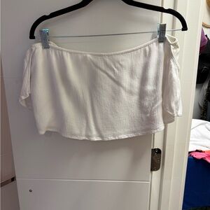 Show Me Your MuMu White Sleeveless Off-Shoulder Crop Top